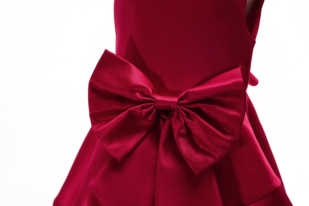 Young Kids Elegant Performance Dress For Teenager Girls Big Bow Princess Dresses