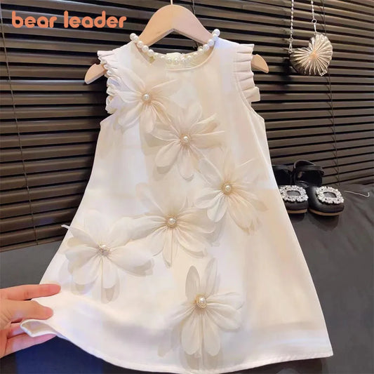 Bear Leader 2-7 Years Summer New 3D Flower Vest Dress