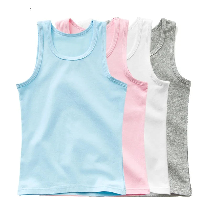 Martina Girls Versatile Color Kids Slim Fit Sleeveless Blank T-shirt