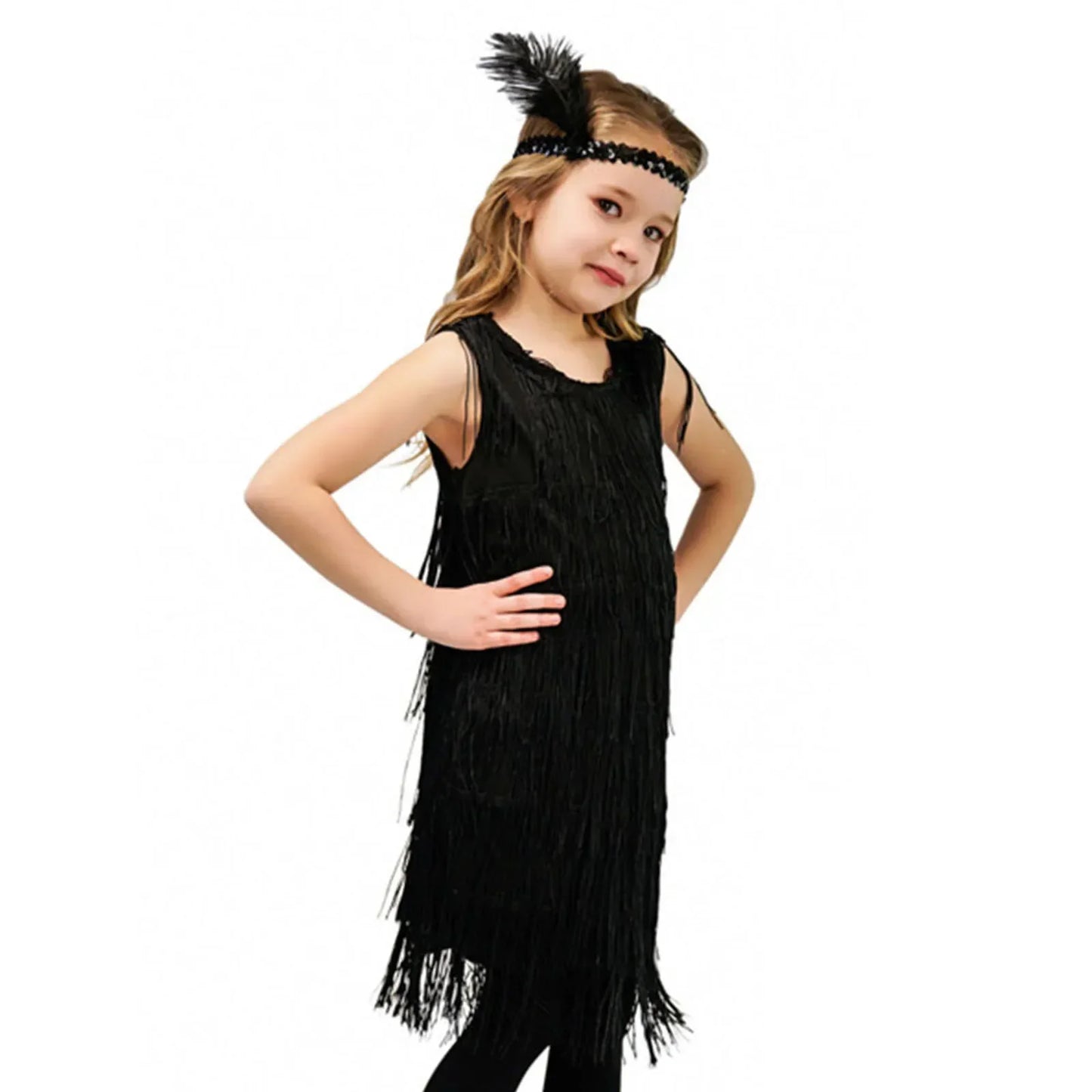 Short Sleeve Dress Girl Girls Flapper Dress Sequins Fringe Latin Dance Dress Tassel Tango Dress Tight Dress for Girl
