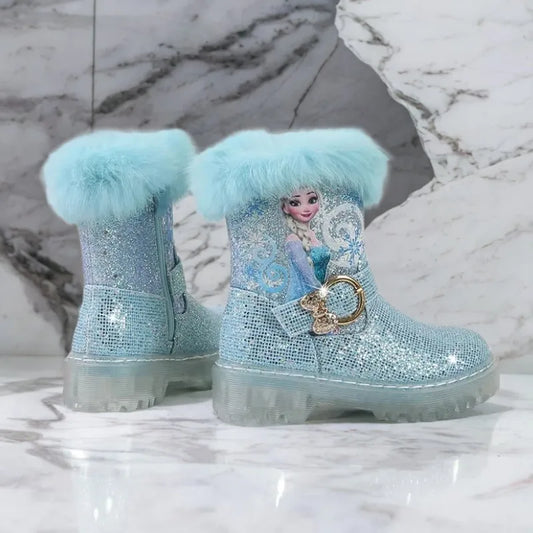Lyra Disney Girls Winter Boots - Frozen Elsa Ankle Boots