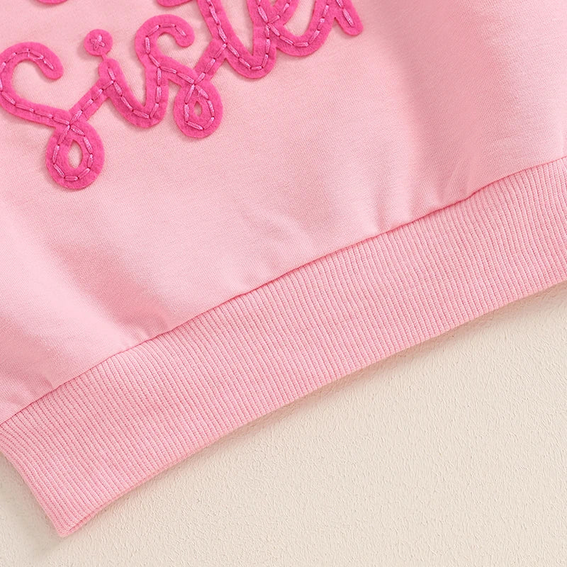 Letty Girls Big Sister Long Sleeve Crewneck Letter Embroidery