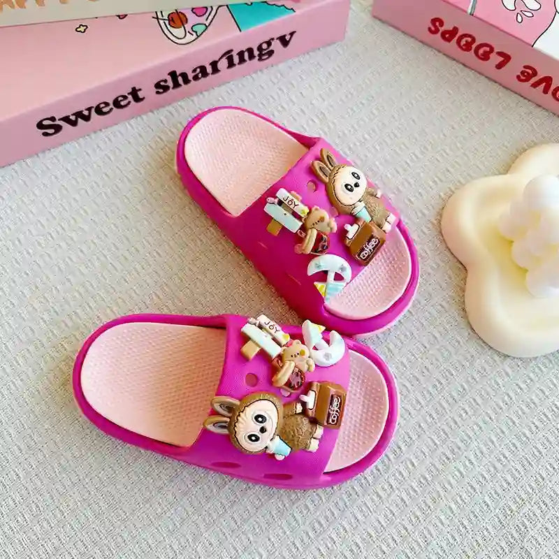Cartoon Coffee-Themed Eva Slippers for Kids