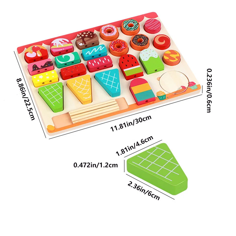 Wooden Ice Cream Toys, Playing House Toy, DIY Ice Cream Game, Parent-child Interactive Board Games, Gifts For Boys And Girls