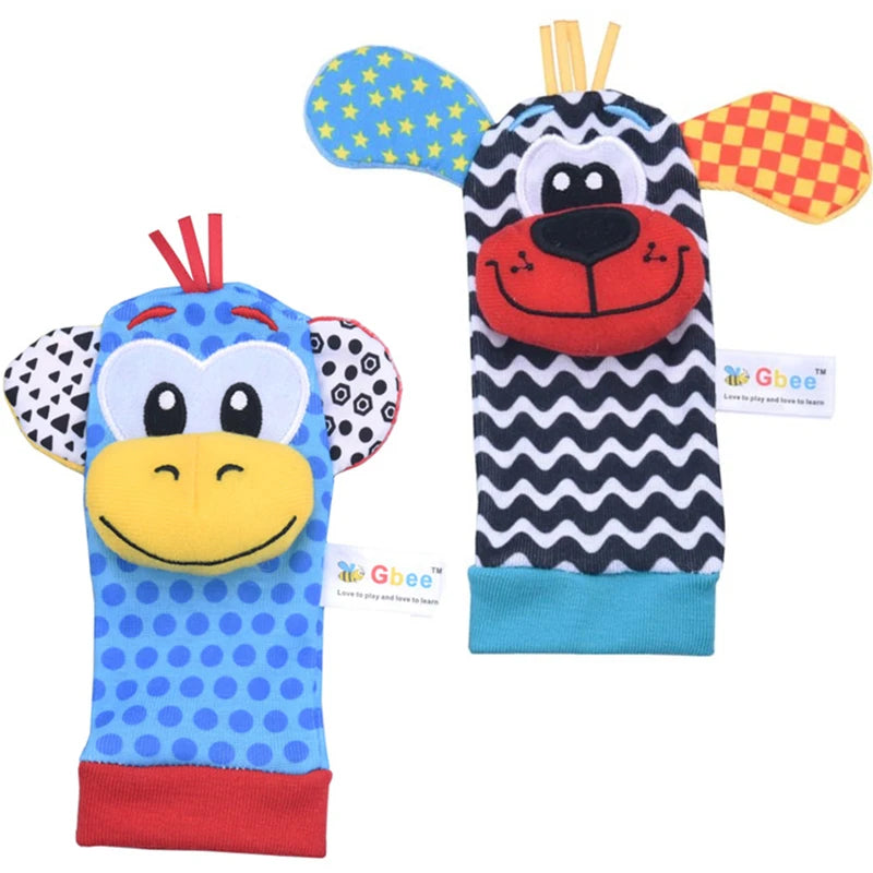 Baby Wrist Rattles Socks Newborn Animal Socks Infants Foot Finder 0-12 Months