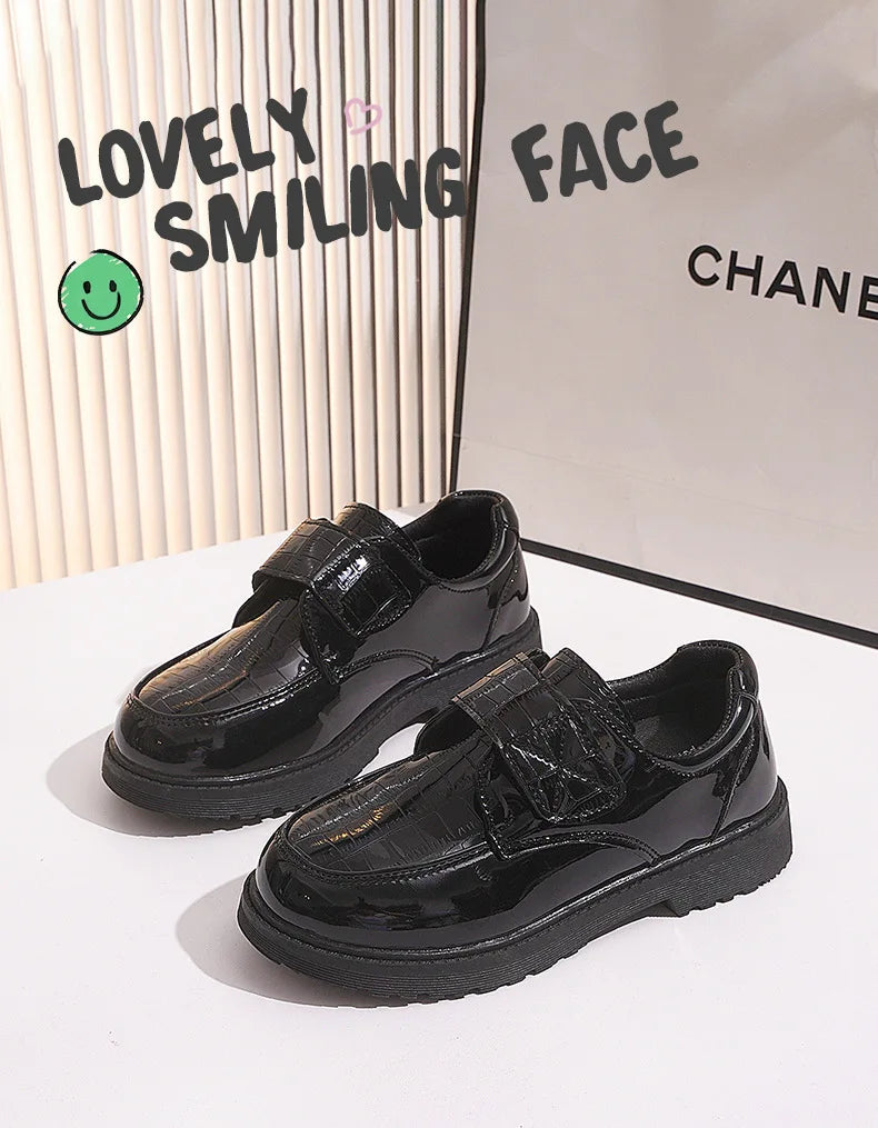 Boys Leather Shoes Spring Autumn Fashion Kids Soft Sole Shoes School Student Performance Flats Big Children's Shoes Black Formal