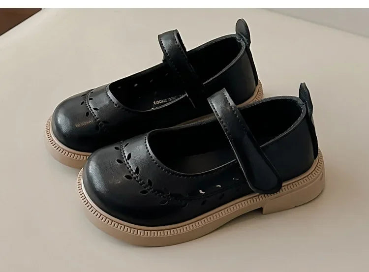 Girls' Leather Shoes Spring and Autumn New Breathable Girl Mary Jane Princess Shoes Black Performance Dance Shoes