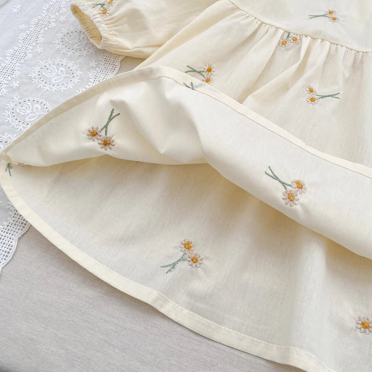 Spring Clothes Pastoral Baby Girls Dress Autumn Embroidery Cotton Floral Doll Dress
