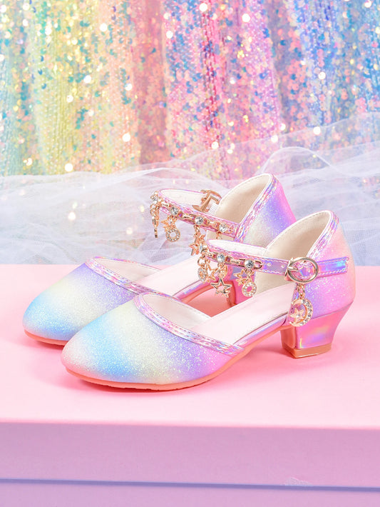 Girl's high heels paired with formal dress performance princess shoes