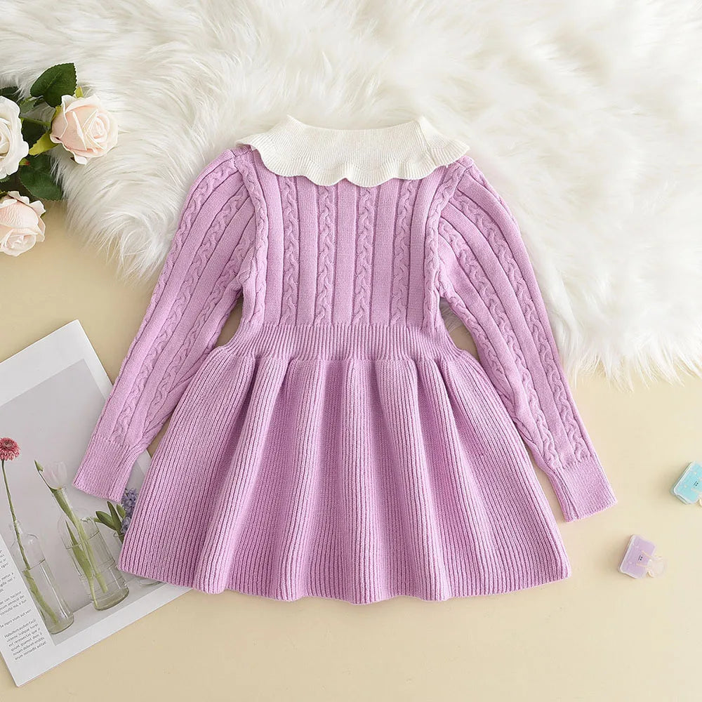 Rocío Long Sleeve Dress Autumn Girls Baby Ruffle Knitted Princess