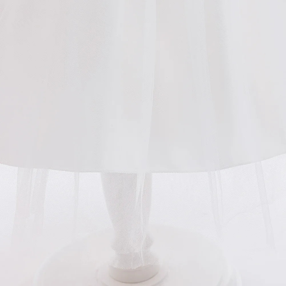 Girls Elegant White Communion Party Dress For Toddler Kids  Sleeveless Princess Tulle Dress