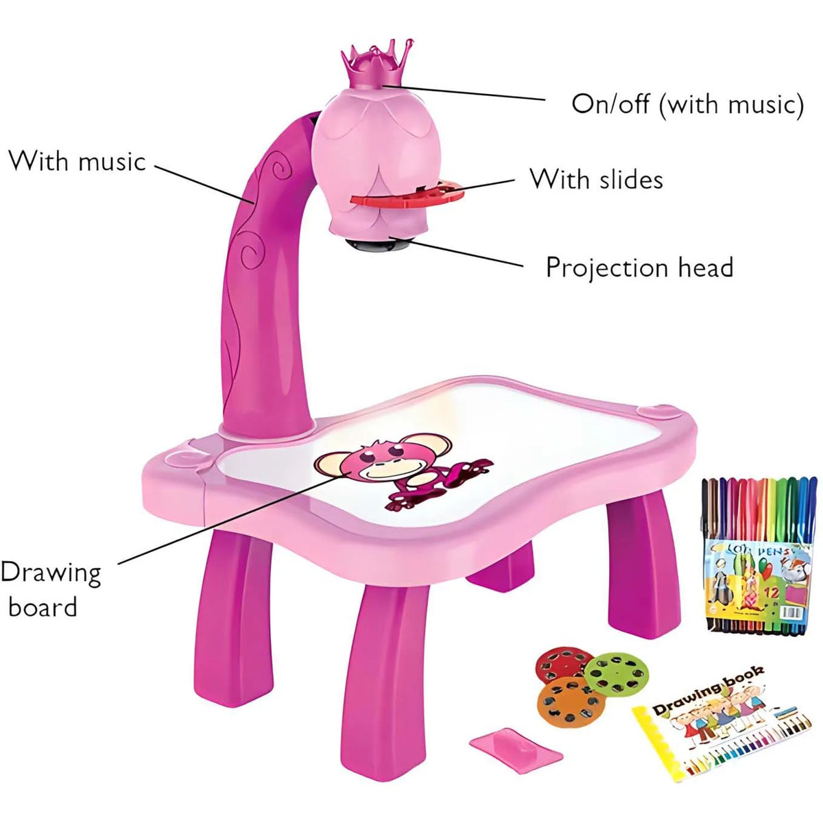 Drawing Projector for Kids, Mini Multi-Functional Writing Board Learning Drawing Educational Toys, Ideal Toy for 3+ Girls & Boys
