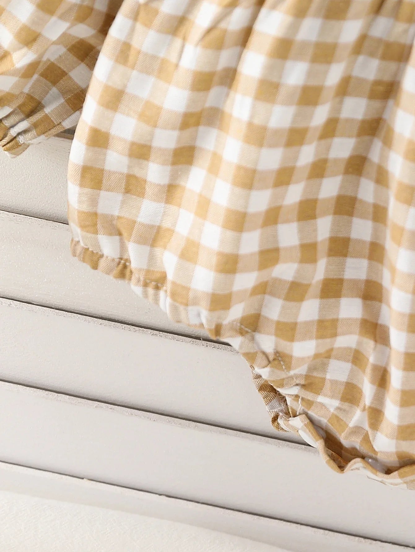 Yannet Checkered  Embroidered Collar Romper