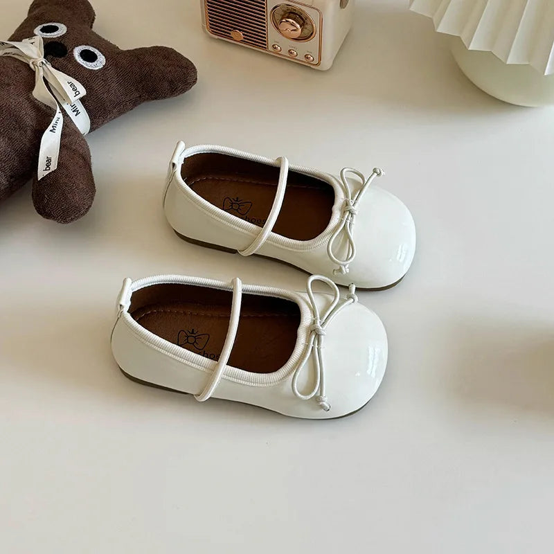 Girl Korean Version Mary Jane Slip-on Small Shoes 2024 Spring and Autumn New Soft Sole Bow Small Shoes