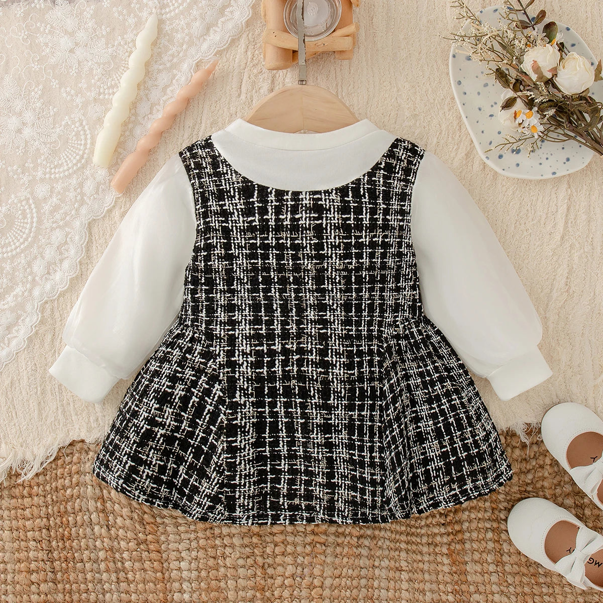 Zara Baby Girl Plaid Dress for Autumn and Winter Parties