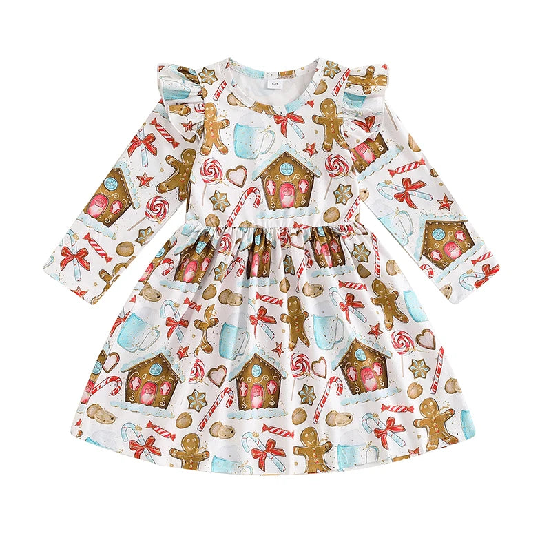 Lioraitiin Kids Girl A-Line Christmas Dress for Toddlers