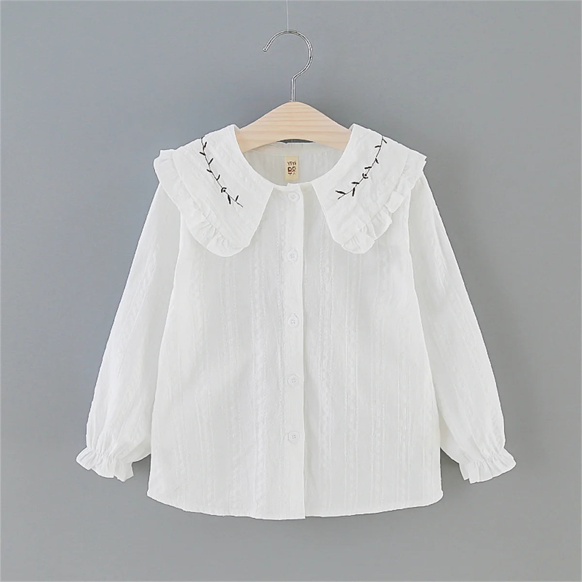 Pamela Solid Color College Leaf Collar Cute Top