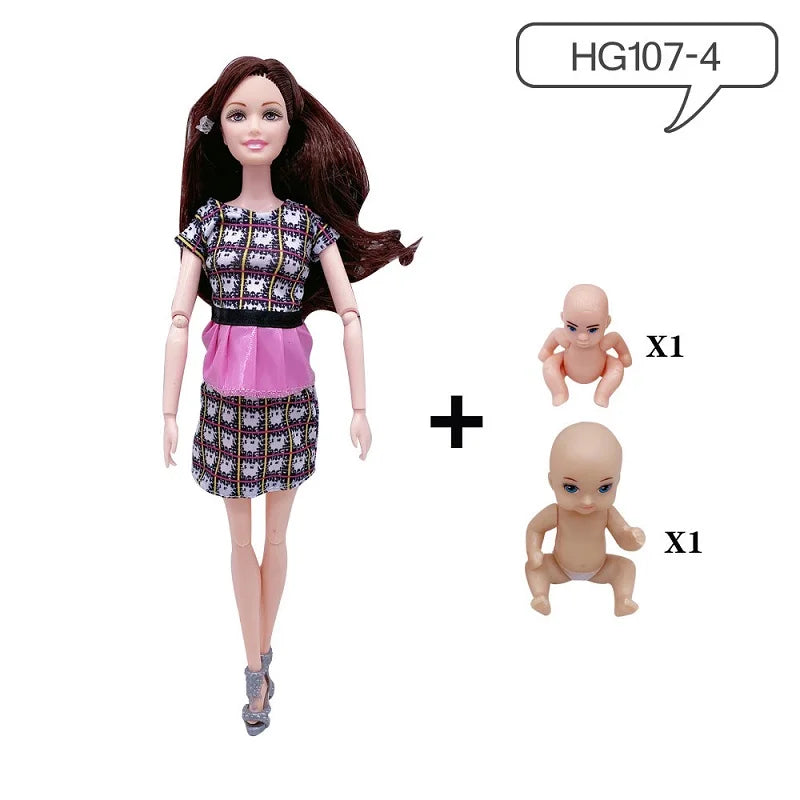 Hot Sale 11.5 Inches Pregnant Doll Mom Have 2Pcs Baby in Her Tummy with 1Pc Clothes Educational Dolls Girl Toy for Girl Gift