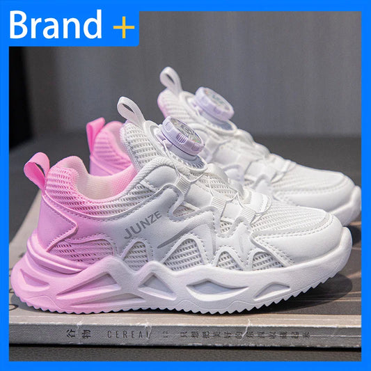 Girls Sports Shoes Pink Mesh Breathable Lightweight Running Shoes