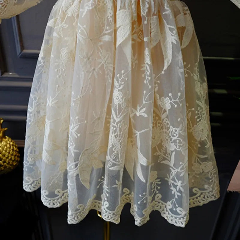 New Baby Girl Princess Vintage Lace Dress Spring Autumn Toddler Dress