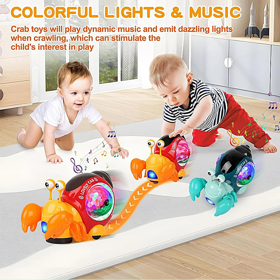 Luminous Snail Toy,Baby Electric Snail Toy, Musical Crawling Toys