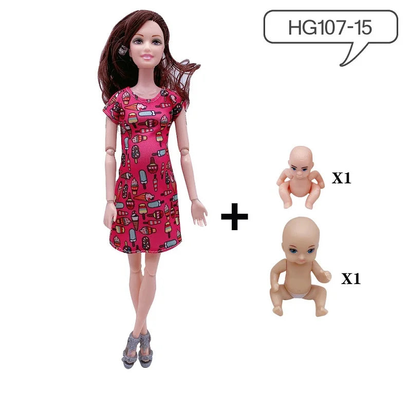 Hot Sale 11.5 Inches Pregnant Doll Mom Have 2Pcs Baby in Her Tummy with 1Pc Clothes Educational Dolls Girl Toy for Girl Gift