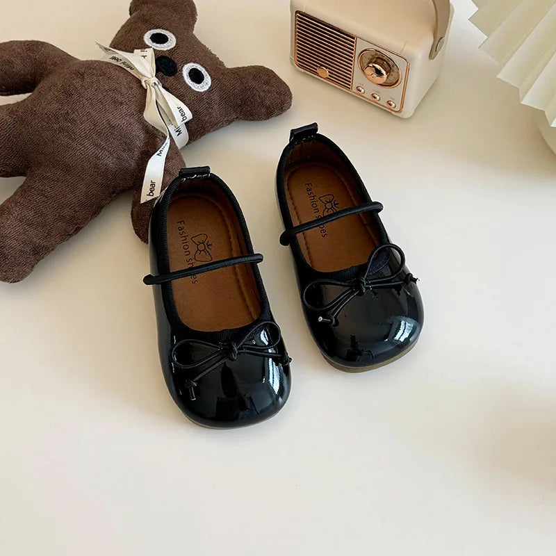 Girl Korean Version Mary Jane Slip-on Small Shoes 2024 Spring and Autumn New Soft Sole Bow Small Shoes