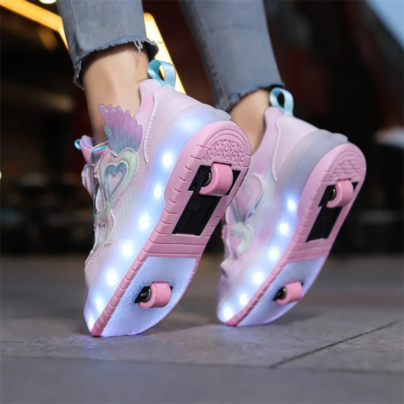 Walking shoes Girls shoes will shine skates New outdoor running pulley