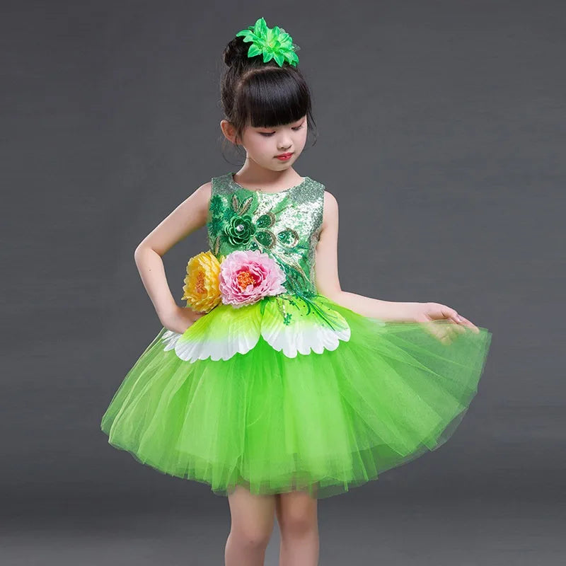 Multicolored Dance Dress Girls Modern Dance Costume Girls Contemporary Freestyle Dance Dress Girls Vestidos De Fiesta