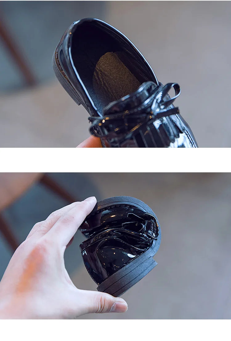 Athena Girls Leather Casual Shoes - Slip-on Loafers with Tassels