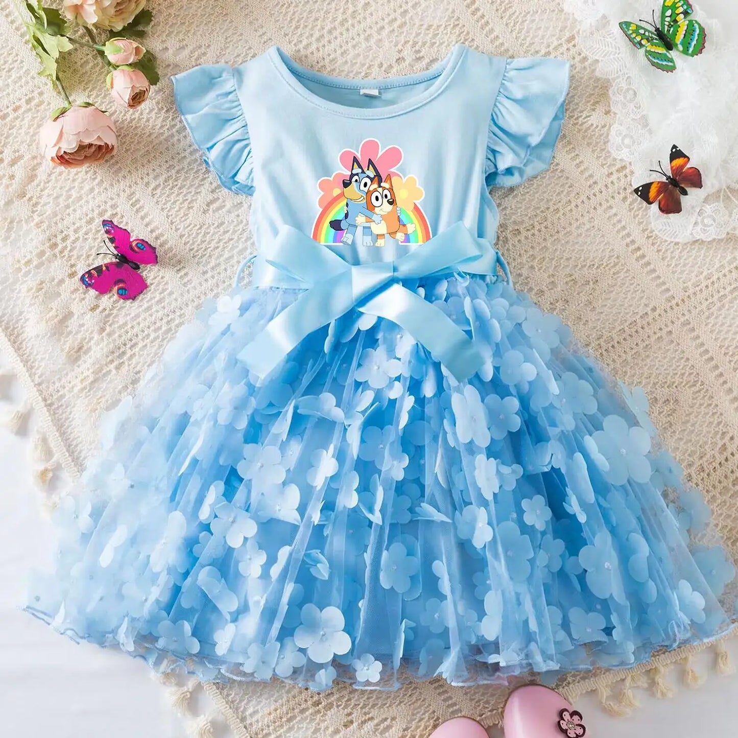 Girls Summer Dress with Butterfly for Ages 2-6