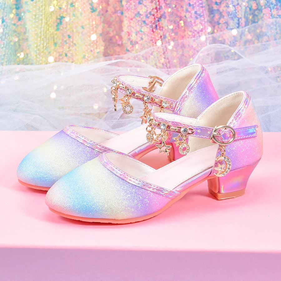 Girl's high heels paired with formal dress performance princess shoes