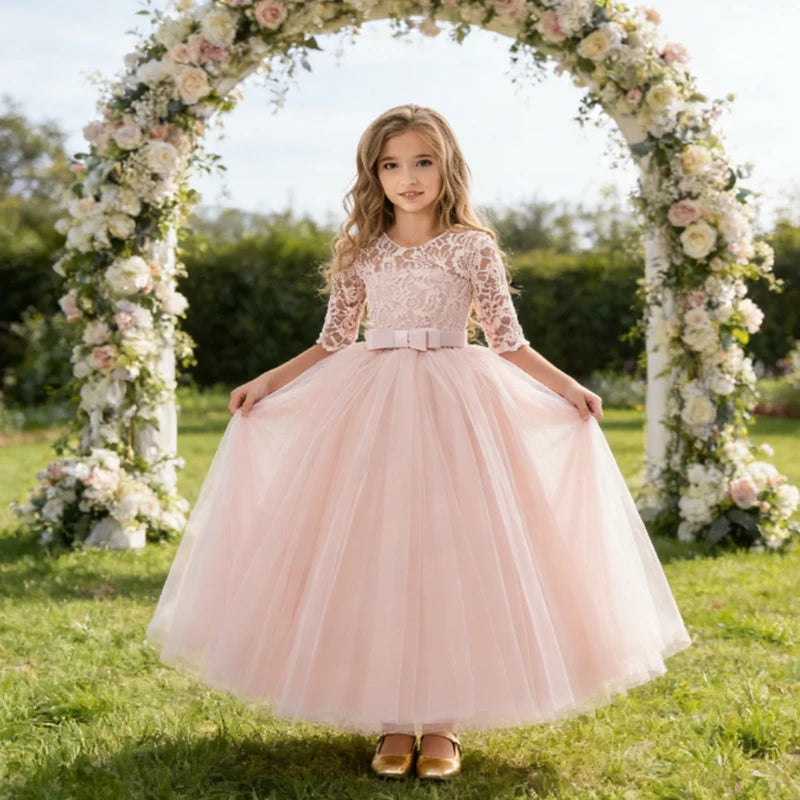 Teenager Girls White Bridesmaid Dresses Wedding Birthday Party Ball Gown