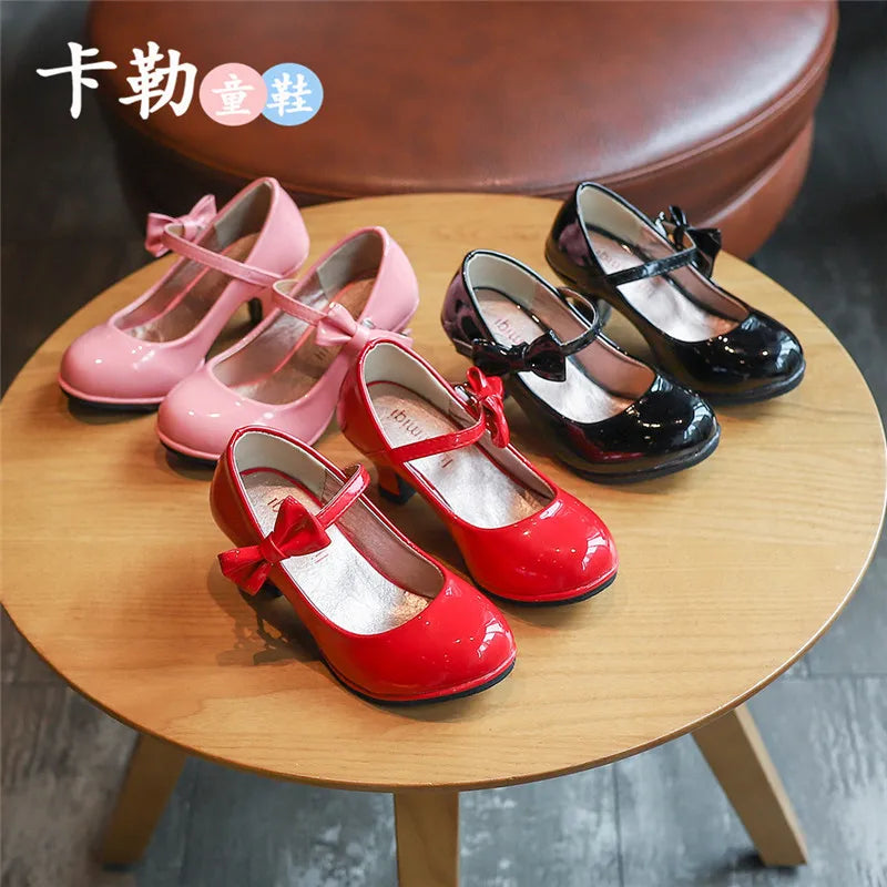 Girls Leather Shoes Autumn Bowtie Sandals 2023