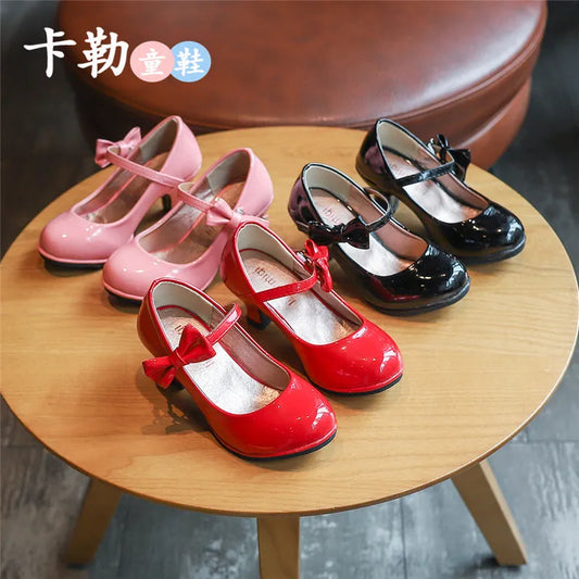 Girls Leather Shoes Autumn Bowtie Sandals 2023