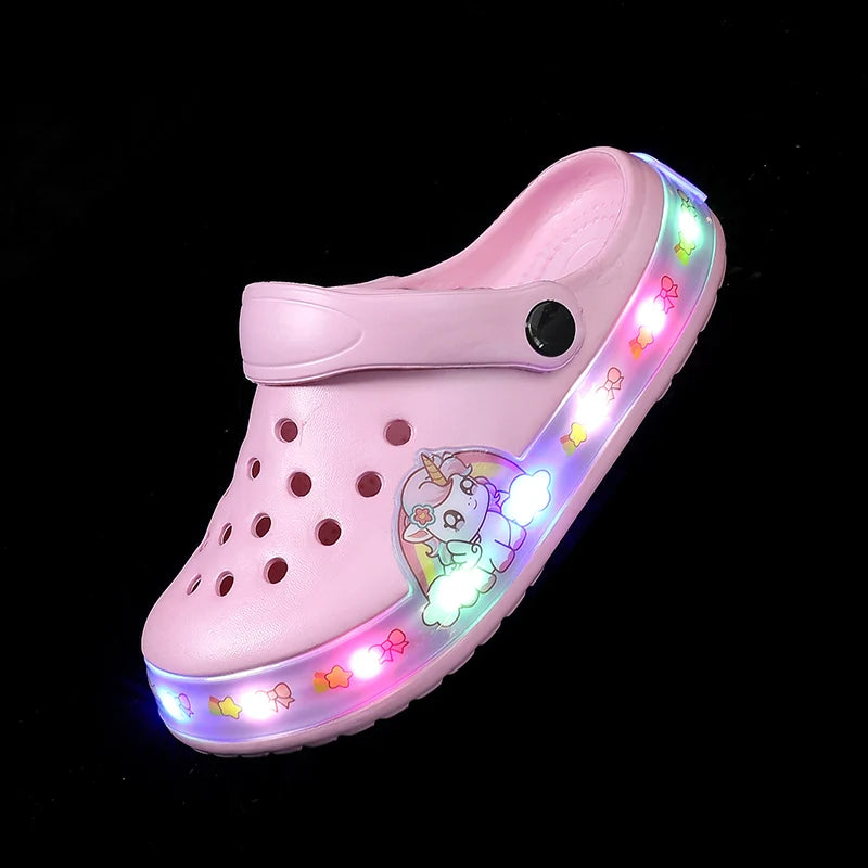 Pink Summer Kids Sandals with Cartoon Print