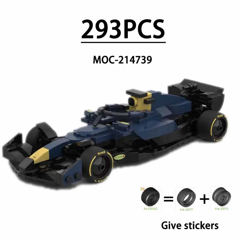 F1 Racing Car Building Blocks 8-Grid Racing Champion Vehicle (With Stickers) Children's Birthday Gift Christmas Toy Gift