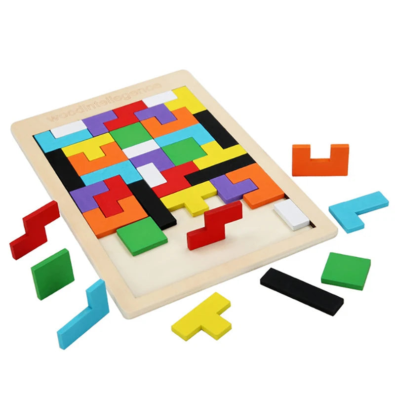 Colorful wooden puzzle toys Tangram Montessori materials children's puzzle