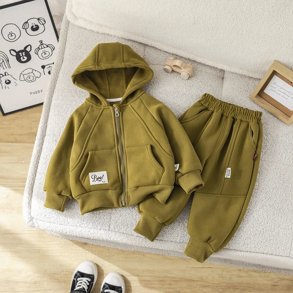 IYEAL Winter Fleece Two-Piece Set for Boys