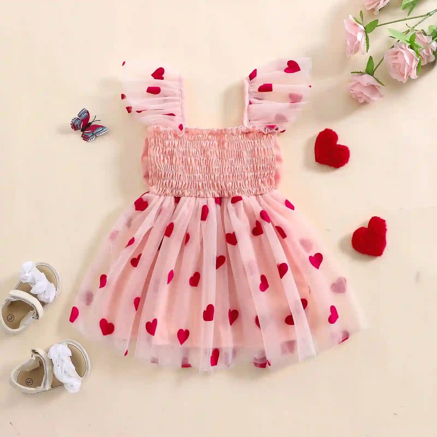 Ivy Tulle Baby Dresses - Princess Infant Girl Heart Bow Dress
