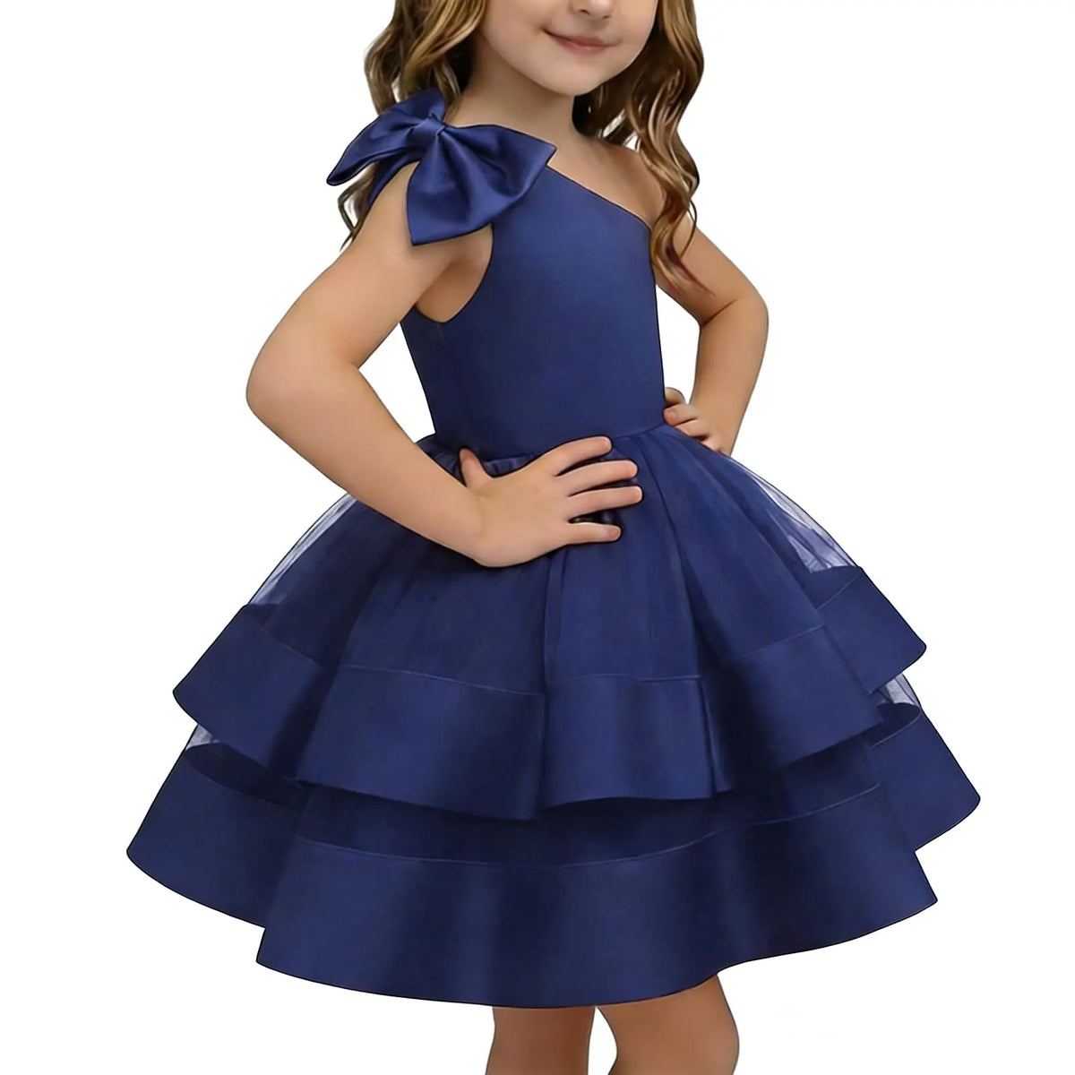 Toddler Baby Girl Pageant Dress Girls Flower Girl Dress Sleeveless One Shoulder Birthday Party Formal Prom Dress