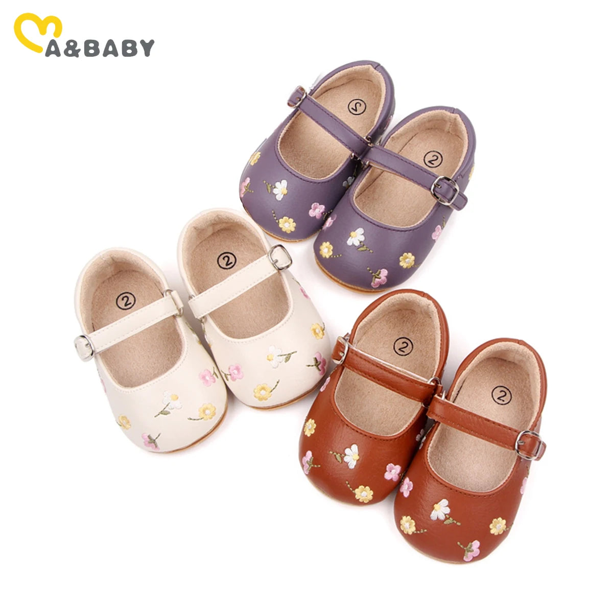 ma&baby 0-18M Baby Girl Shoes Newborn Infant Toddler First Walkers Floral Embroidery Shoes