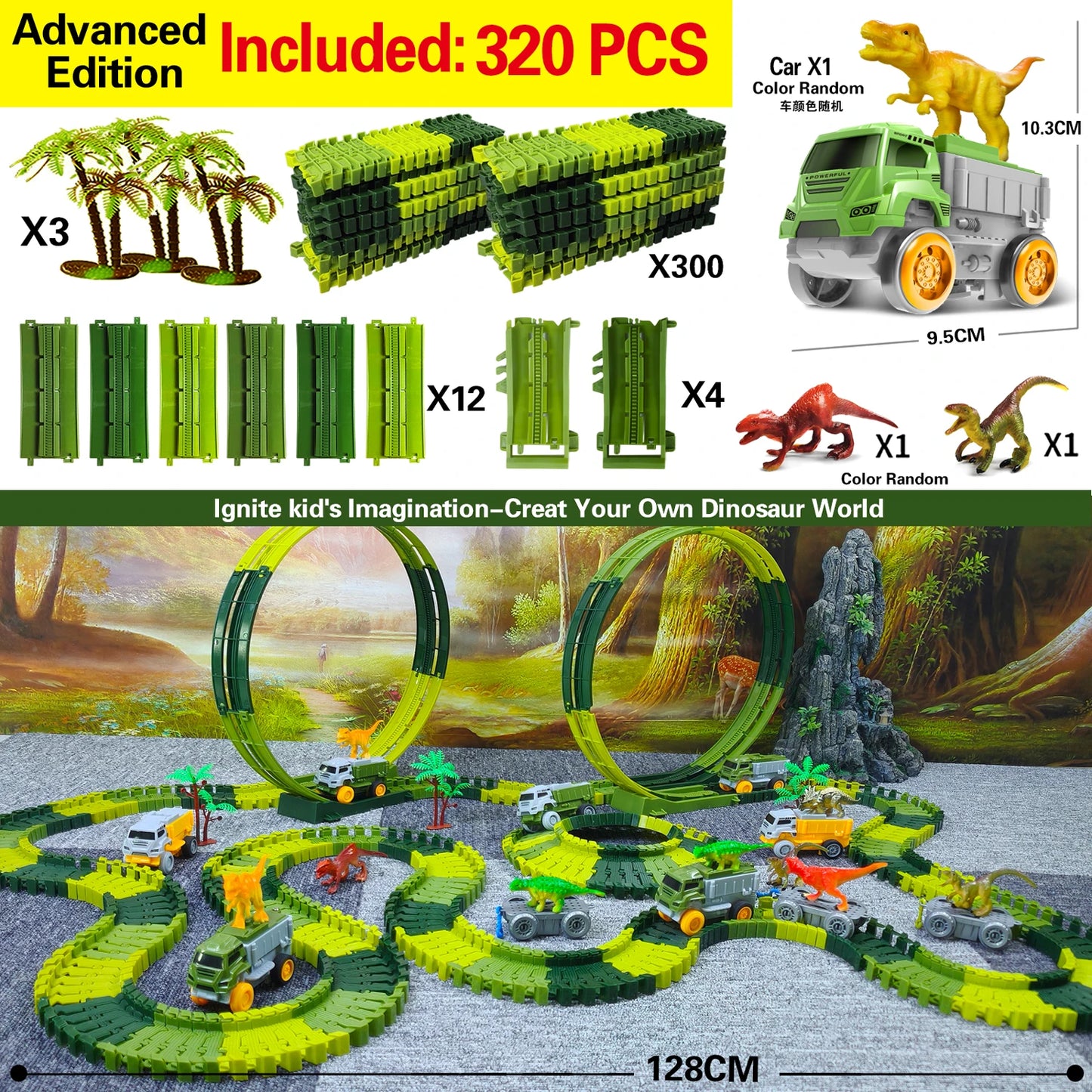 Magic Climbing Track Train Dinosaur World Road Race Flexible Track car
