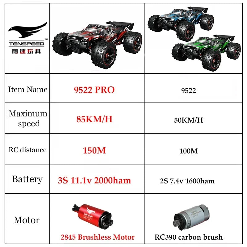 Professional Racing Car 85 Km/h 4WD Brushless Remote Control