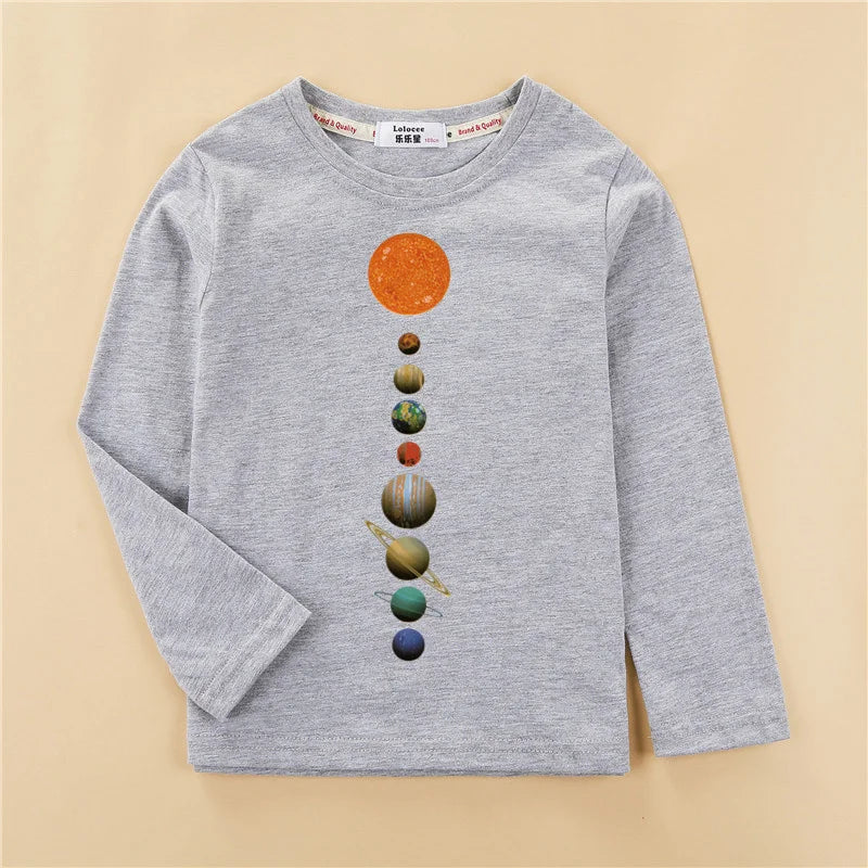 Olivia Casual T-shirt Solar System Pattern Tops Baby Boys Cotton Fashion