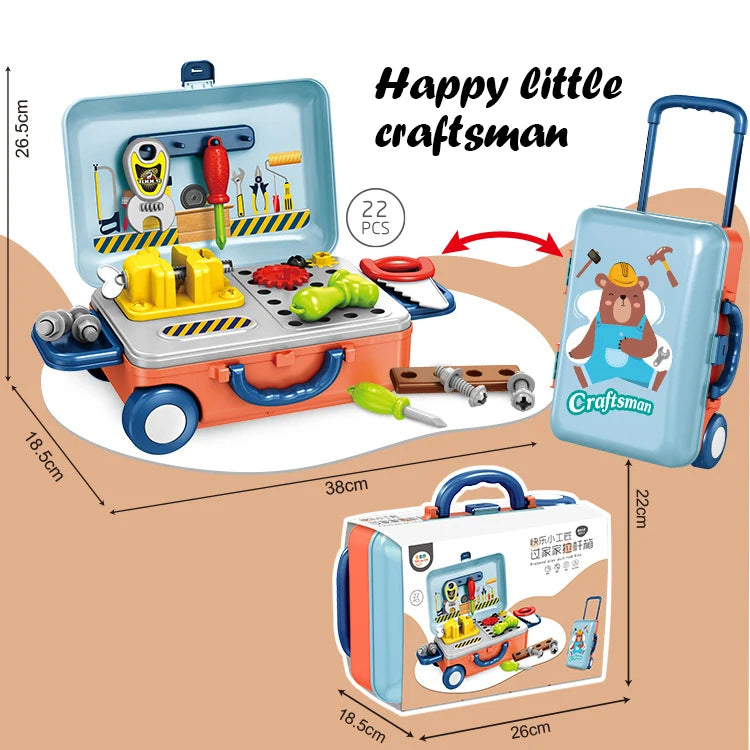 Children's Simulation Play House Kitchen Toys Girls Beauty Portable Tools Utensils Tableware Trolley Case Doctors Medical Kit