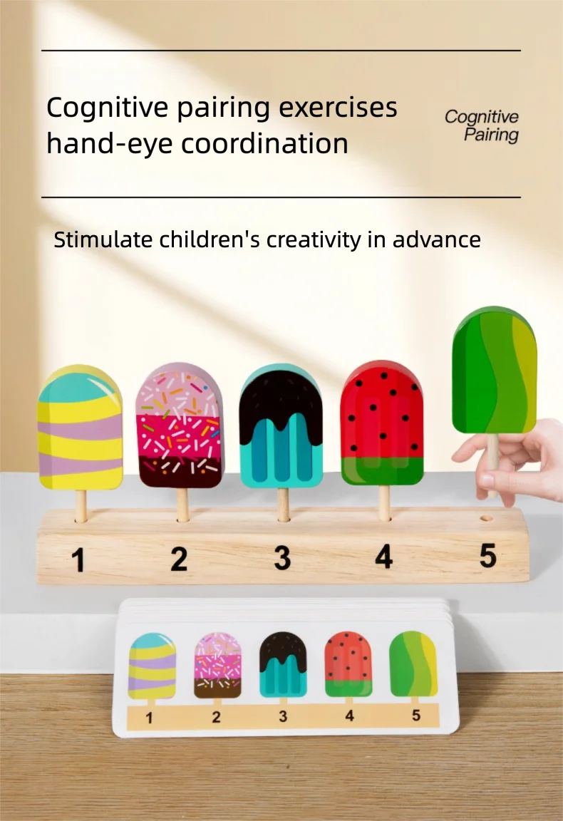 Children's Popsicle Matching Toys for Girls, Simulation Ice Cream, Pretend Play, Baby Enlightenment Educational Toys Decoration