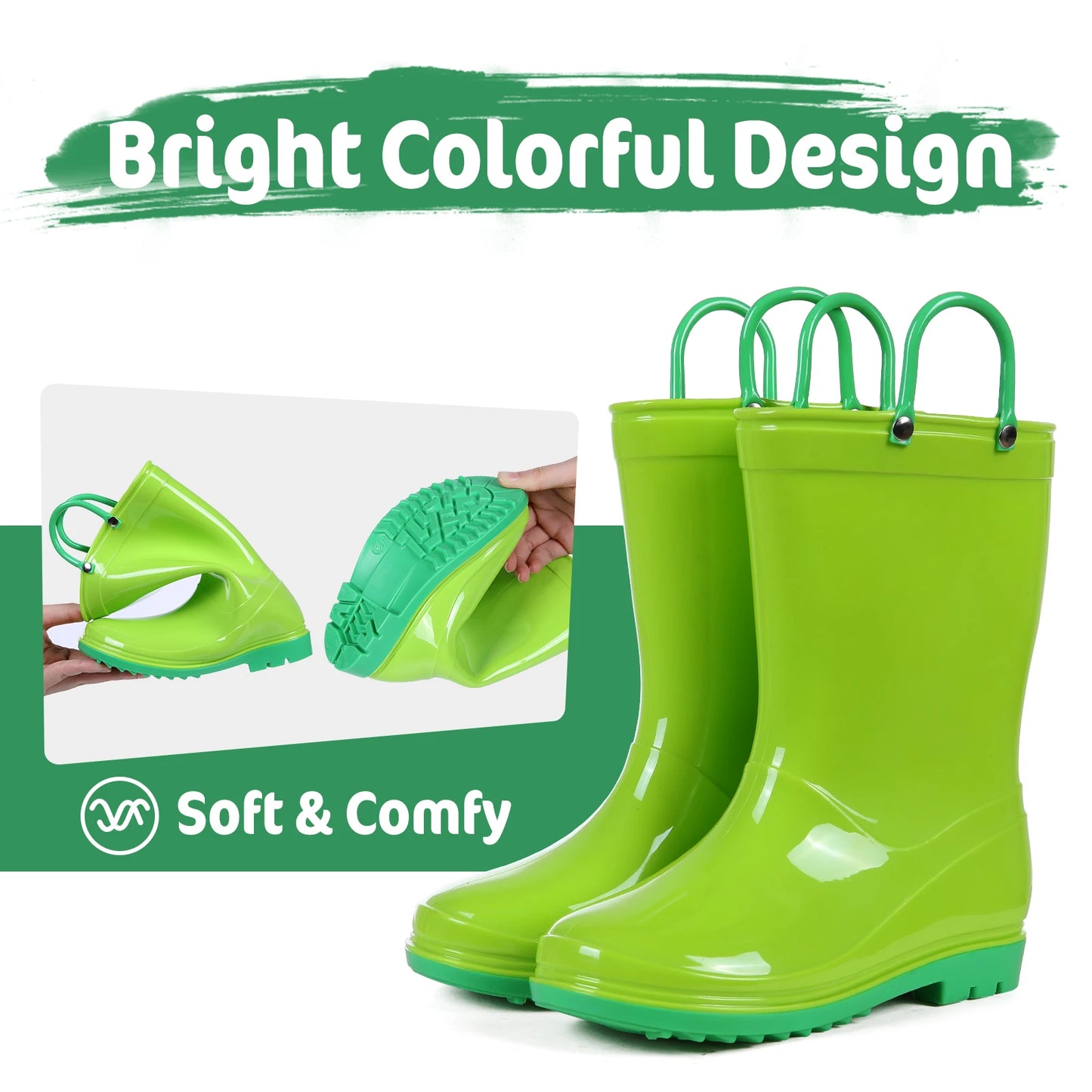 Jaden Evshine  Kids Rain Boots - Fun Dinosaur Unicorn Design