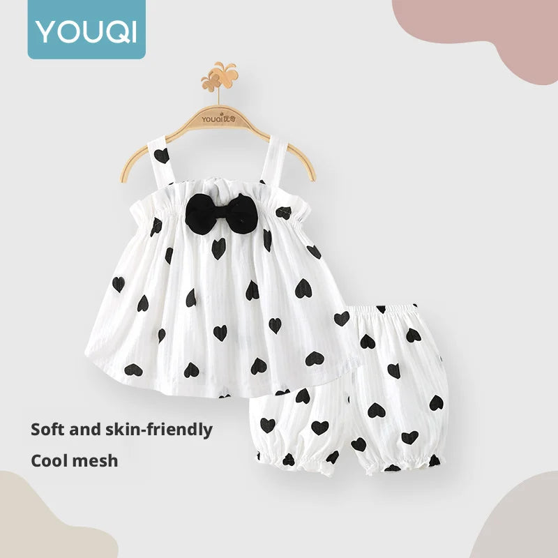 Eve Baby Girl Outfit Set, Camisole Top with Polka Dot Shorts