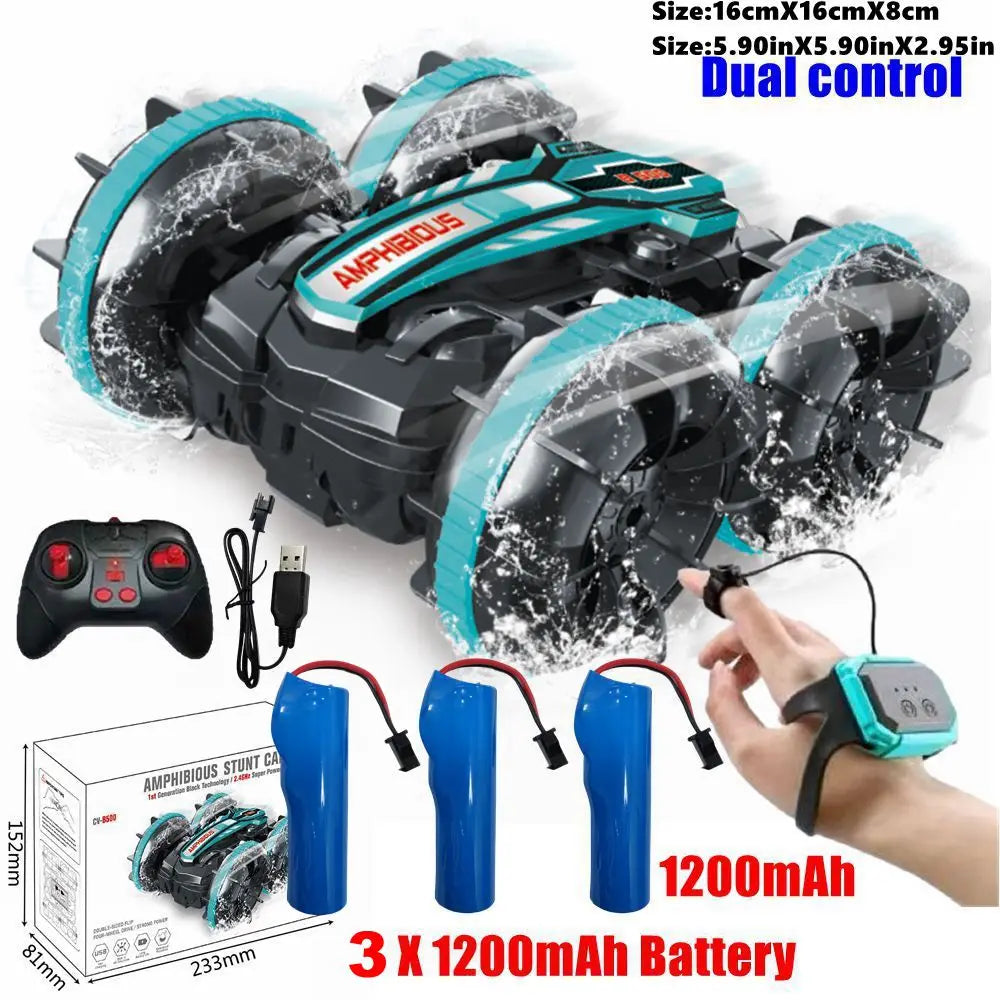 Amphibious RC Car Remote Control Stunt Car 4WD Drift Racing Off Road Waterproof 360° Rotation Stunt Crawler Vehicle Gift Boy Kid